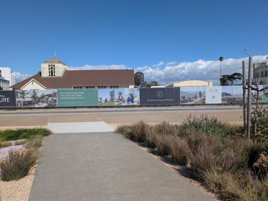 Ad banners mentioning pickle ball and only showing white people performing recreational activities.