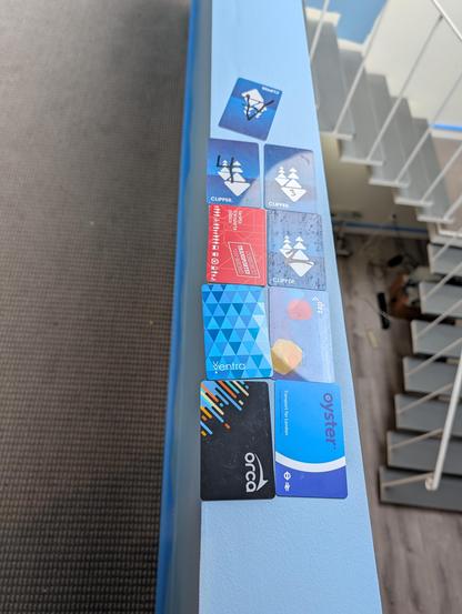 Transit system NFC payment cards laid out