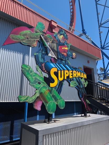 A peeling sign of superman for the ride.