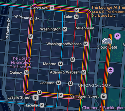 Chicago loop on a map