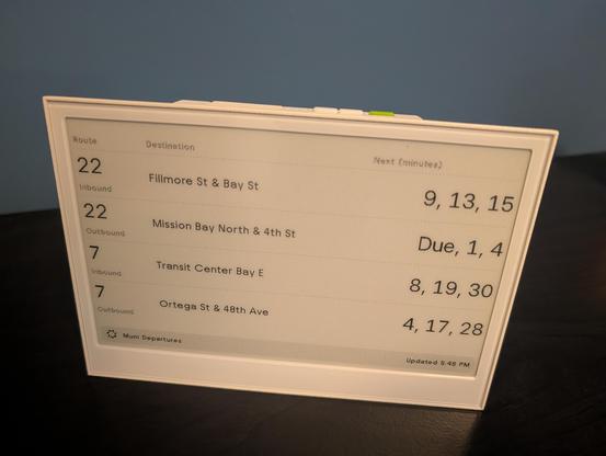 e-ink MUNI departure board