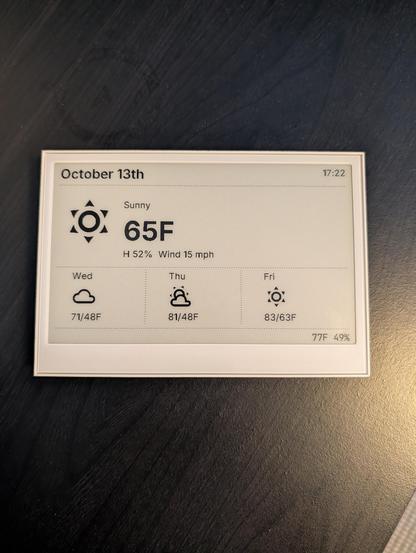 eInk display with the current weather forecast.